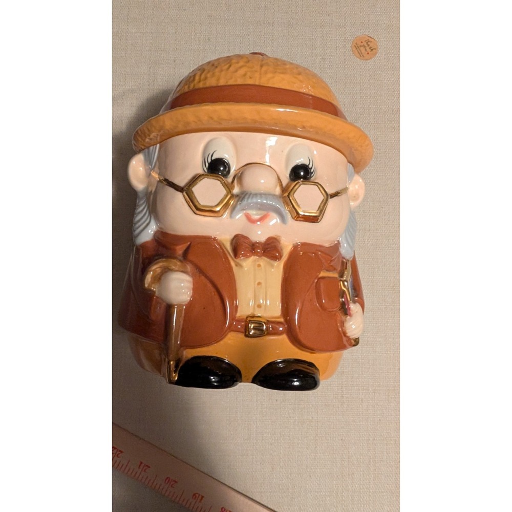 Old Grandpa/Old Professor Vintage Ceramic Piggy Bank